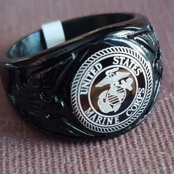 USMC United States Marine Corps ring Size 8 to 13 Silver Or Gold Available
